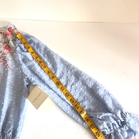 MERAKI Blouse Women's Size S Blue Floral Sheer Long Sleeve Kawaii Girlcore NWT - Picture 9 of 13